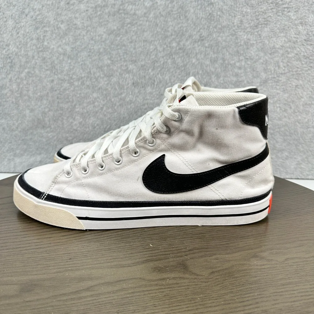 Nike Court Legacy Canvas Mid Sneaker Mens 12 White Black Shoes